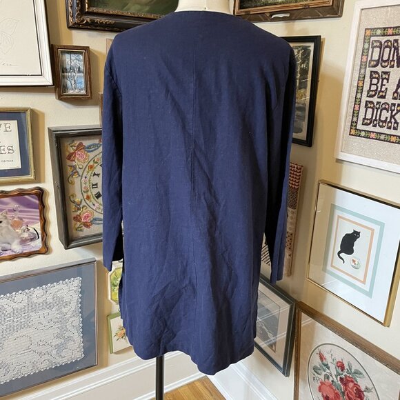 Coldwater Creek Womens Navy Blue Linen & Rayon Blend Button-Front Tunic Top PM - Picture 4 of 6
